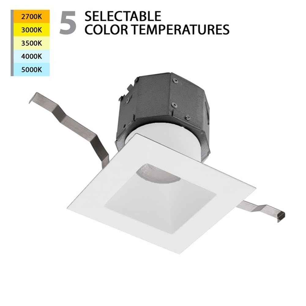 Wac Lighting, Pop-In 4In Led Square Recessed Kit 3000K In 5-Cct Selectable 2700K-3000K-3500K-4000K-5000K