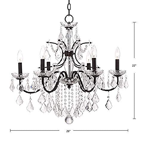 SM Saint Mossi 6-Light Crystal Chandelier, K9 Crystal, Modern Design, Bronze Finish, 23" H x 24" D, Perfect for Dining Room & Living Room