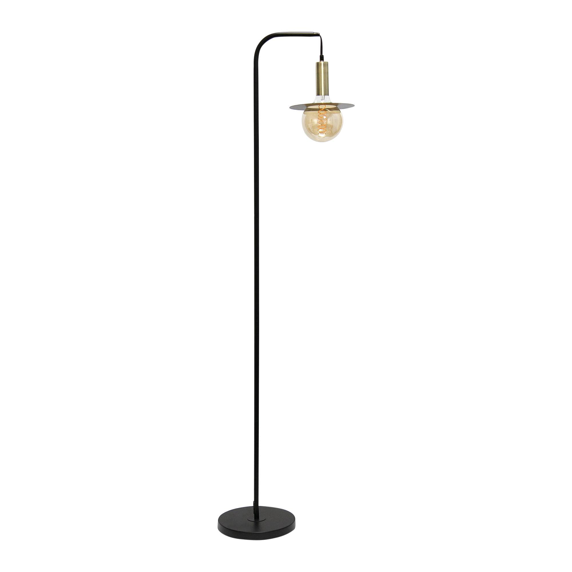 Lalia Home Black Oslo Floor Lamp - Metal, Antique Brass Accent, Stylish Lighting Decor