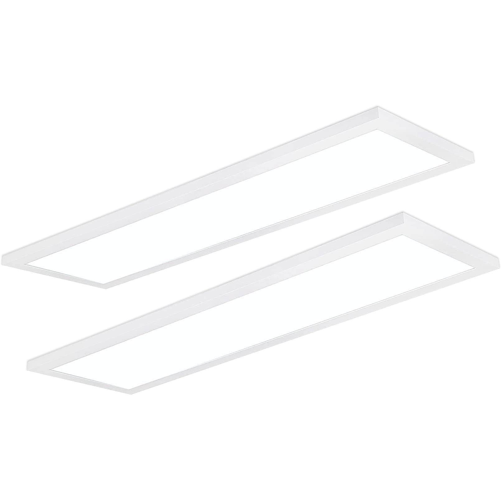 Leonlite 120V-277V 1X4 Ft Led Flat Panel Light Surface Mount, Dlc & Ul, 0-10V & 10%-100% Dimmable, 4400Lm Built-In Driver Commercial Grade Edge-Lit Ceiling Light, 5000K Daylight, White, Pack Of 2