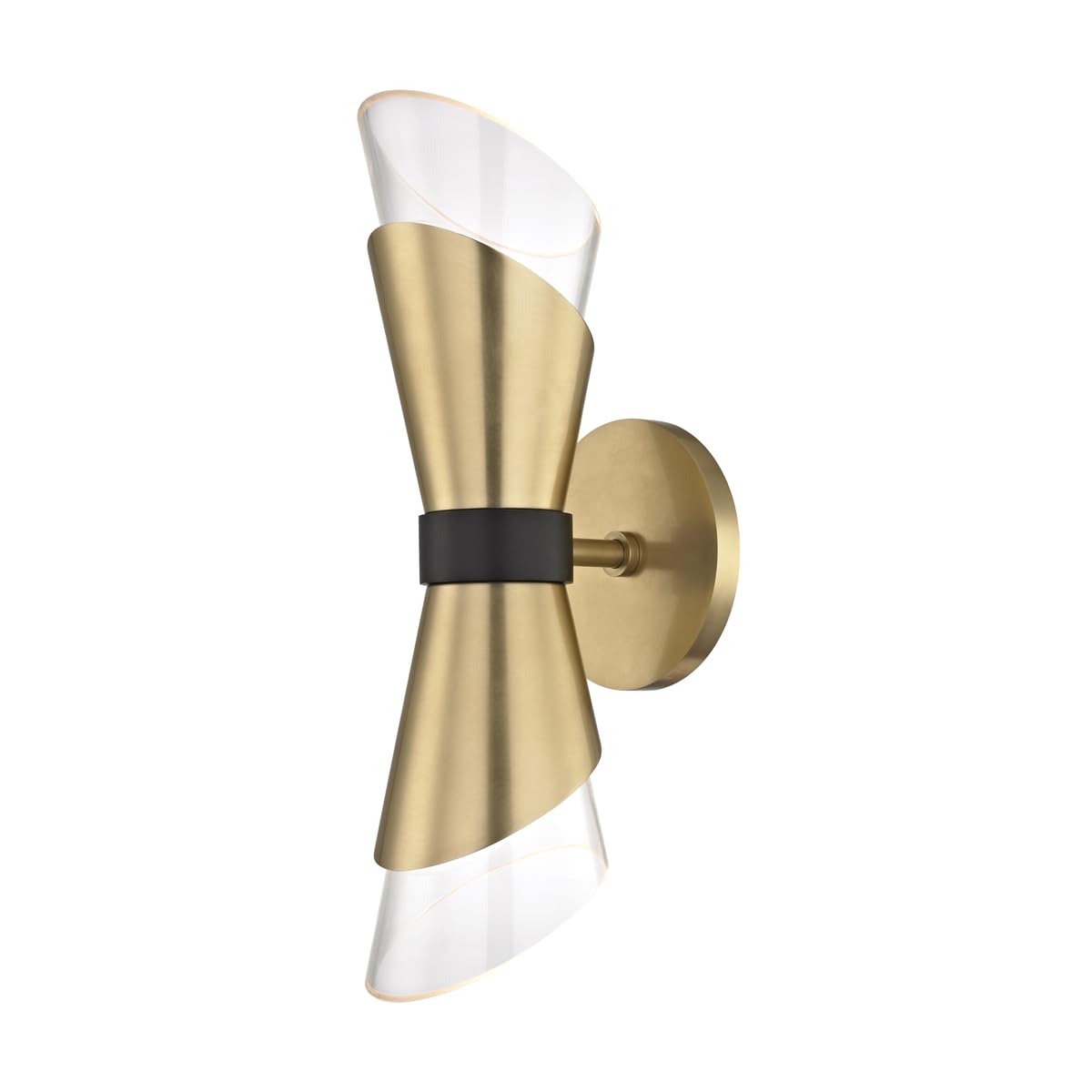 Mitzi H130102-AGB/BK Angie - 2 Light Wall Sconce 15 inches Tall and 4.75 inches Wide - Aged Brass/Black