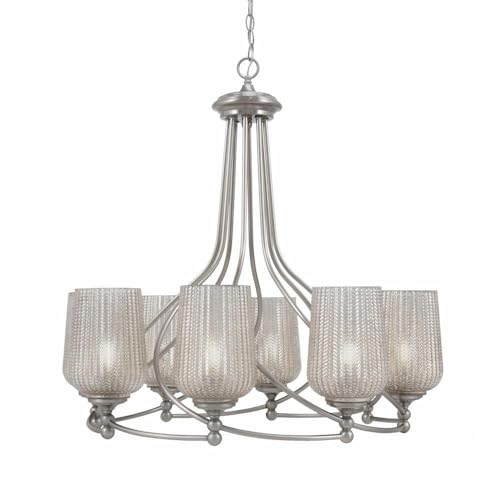 Toltec Lighting 908-Bn-4253 Capri - 8 Light Uplight Chandelier-30.5 Inches Tall And 25 Inches Wide, Finish Color: Brushed Nickel, Glass Color: Silver Textured
