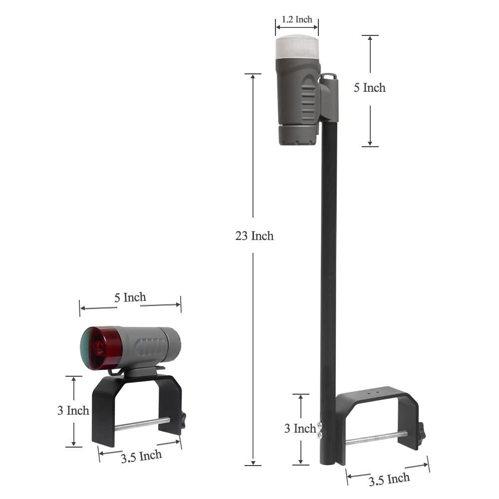 Sebnux Portable Battery Boat Light - Navigation Light for Pontoon & Small Boat, Grey, Model CK002, Aluminum Material