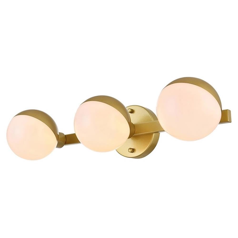 Living District Majesty 3-Light Metal Bath Sconce in Brass/Frosted White