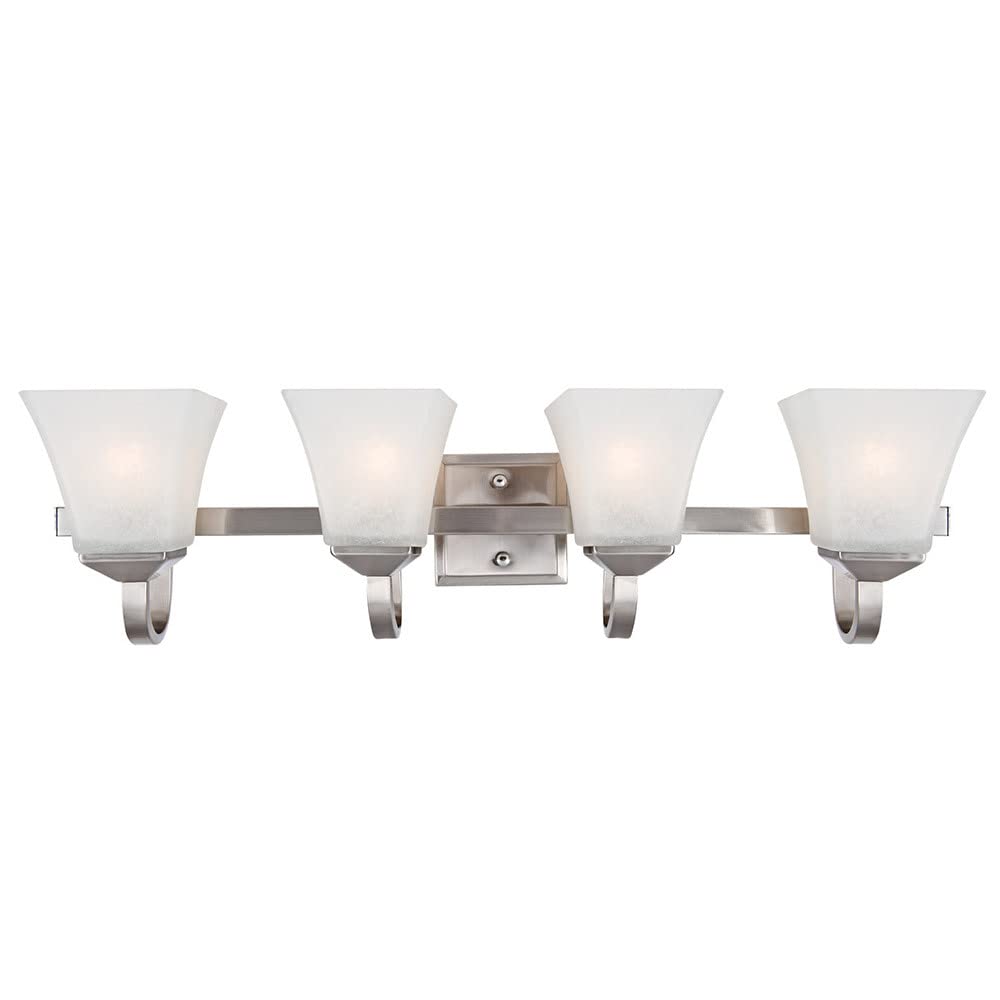 Design House 587816 Torino Traditional 4-Light Indoor Dimmable Up/Down Mount Bathroom Vanity Light with Frosted Glass for Above 