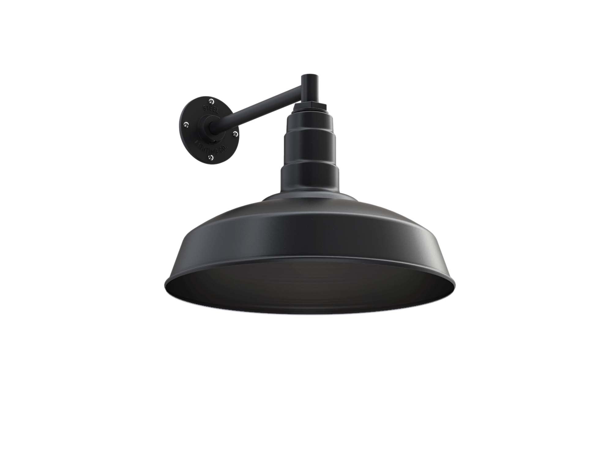 Steel Lighting Co. Gardena Barn Light - 16 Dome, 11 Straight Arm, Matte Black, Outdoor Wall Mounted, Made In America