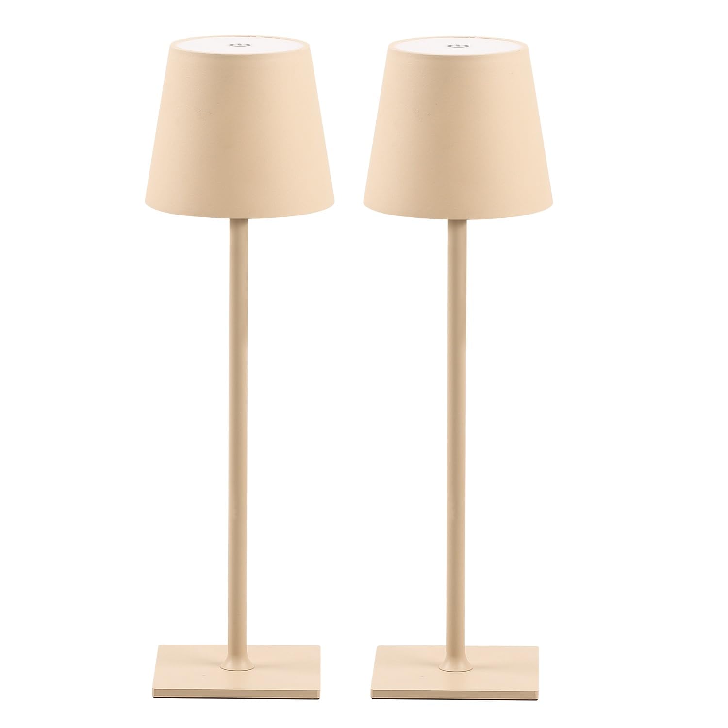 CHLORANTHUS 2 Pack Cordless Table Lamps, Stepless Dimming, 5000mAh Battery, Metal, Khaki