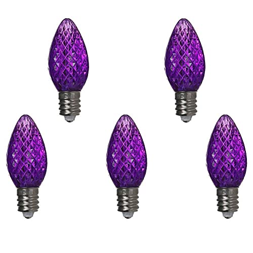Durable 25 Sets of C7 Led Christmas Light Bulbs,E12 Faceted Halloween Decoration LED Christmas Replacement Bulbs for Outdoor Decoration (Purple)