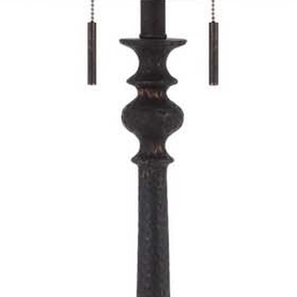 HomeRoots Traditional Floor Lamp, 63 in. Height, Rusted Finish, Two Light, Beige Square Shade