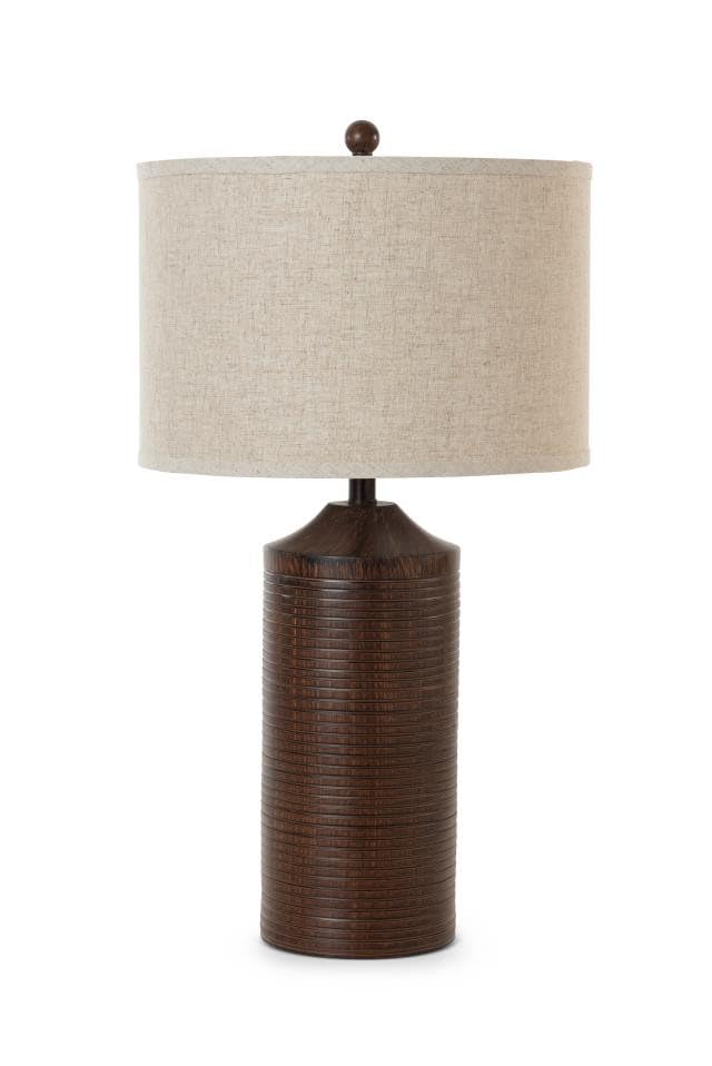 Homeroots Usb Table Lamp, 31 In. With Beige Drum Shade, Stylish Brown Design