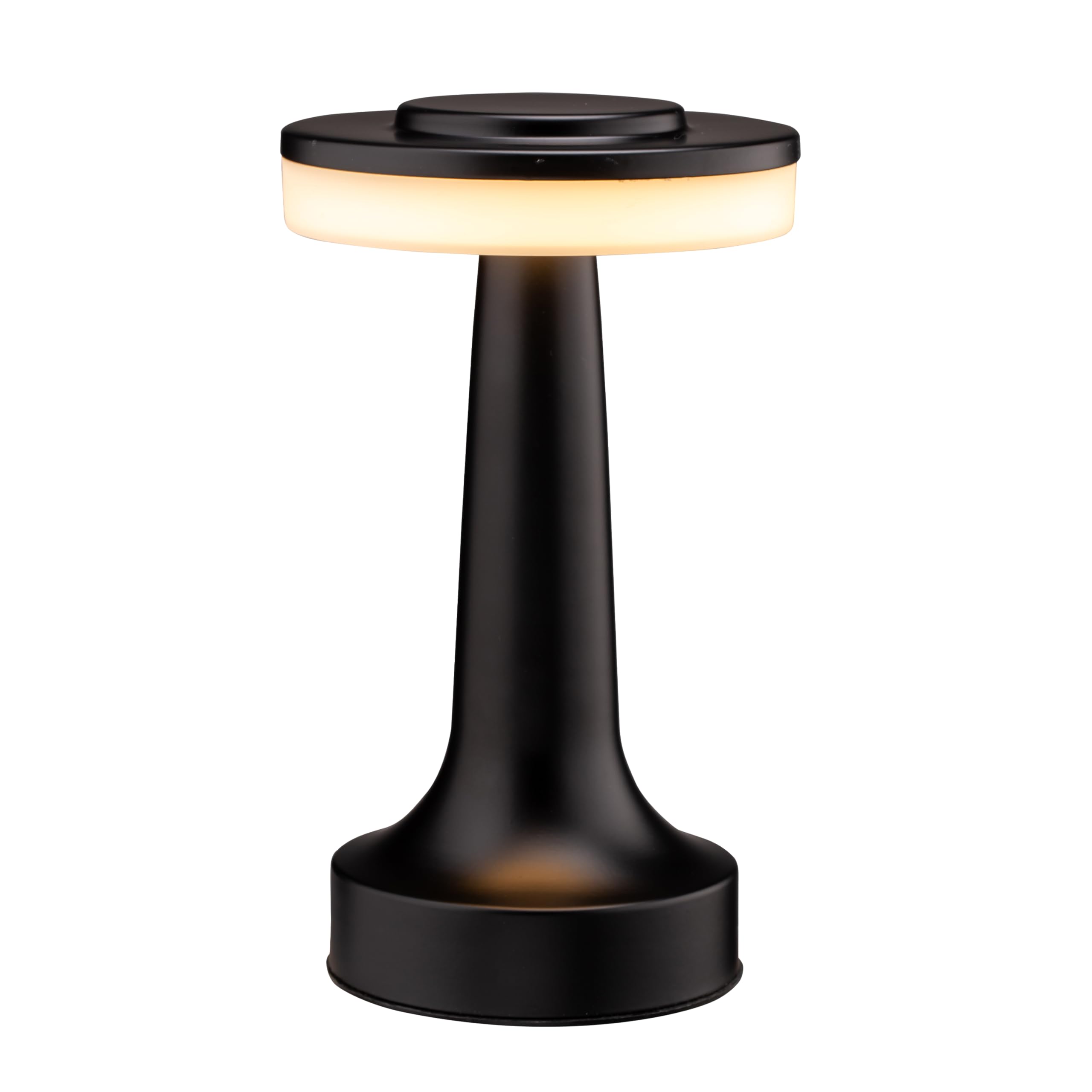 O'Bright Portable LED Table Lamp, Touch Sensor, 3-Level Brightness, Rechargeable, Matte Black, Model OB-TL01B