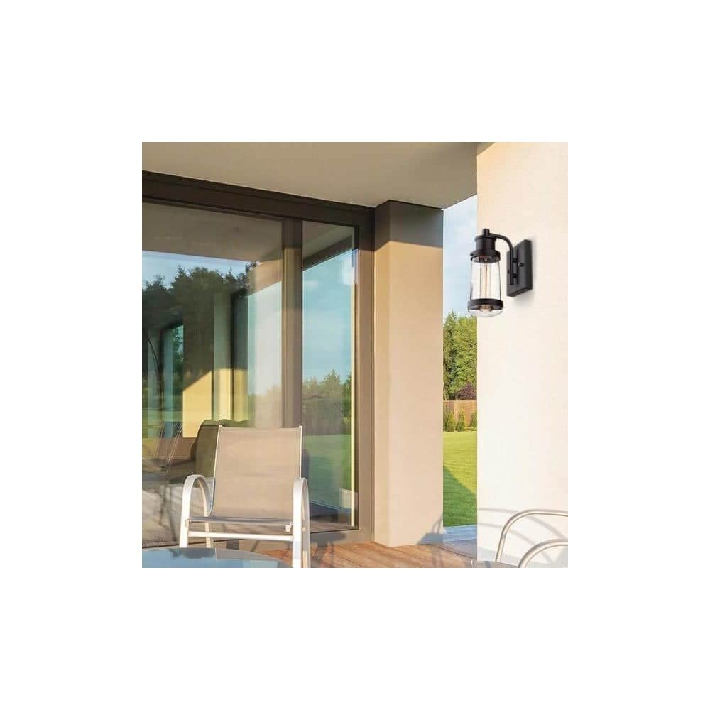 Globe Electric Vintage 1-Light Wall Sconce, Matte Black, Model 44315, Plastic, One Size