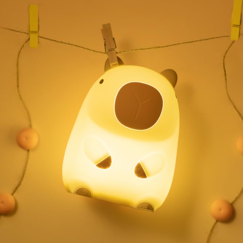 Bestfaith Cute Capybara Night Light  Led Squishy Night Lamp  2 Levels Dimmable Nursery Nightlight  Rechargeable Touch Lamp  Dorm Decor  Funny Gifts (Normal)