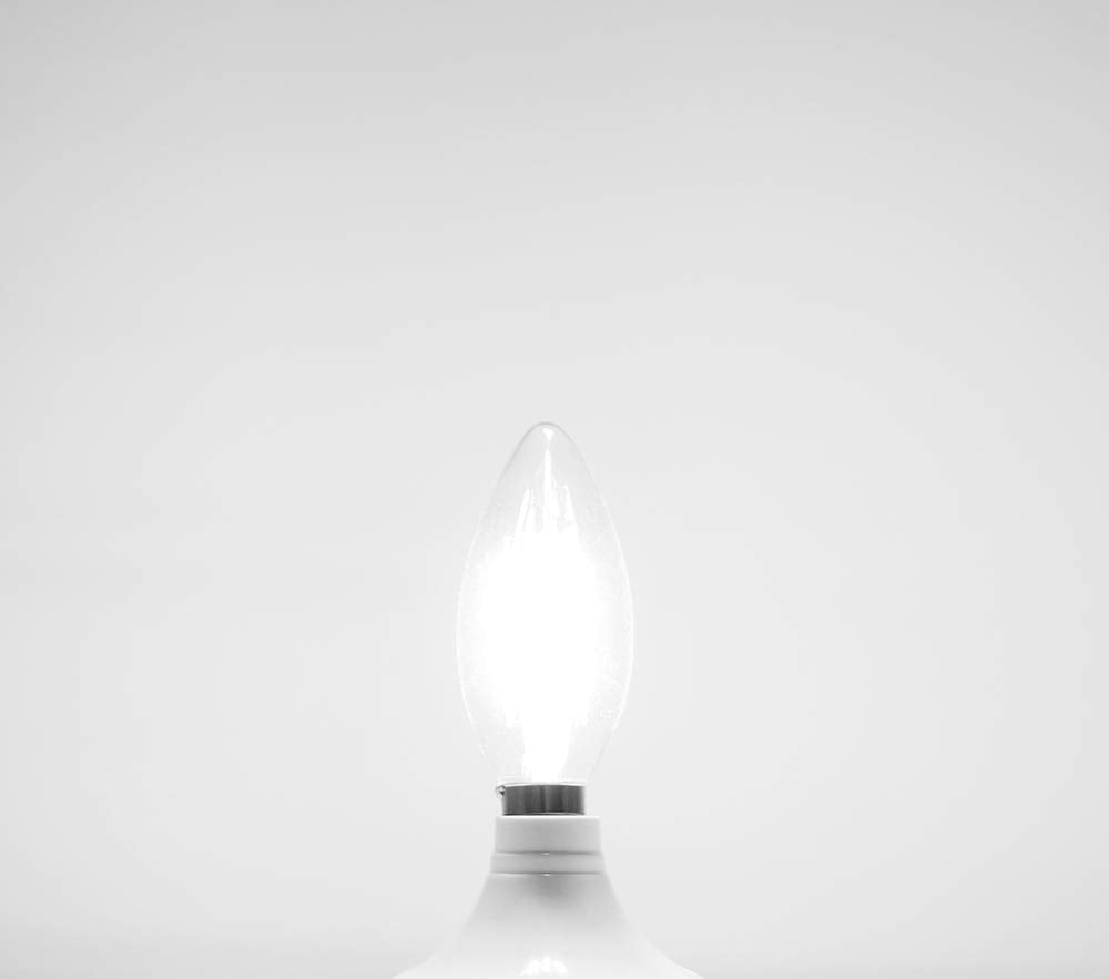 Lamsky E14 Led Filament Candle Shape Light Bulb,E14 European Base Bulb,Daylight 6000K 600Lm 60W Equivalent,C35 Clear Glass Torpedo Shape Bullet Top,No-Dimmable (2-Pack)