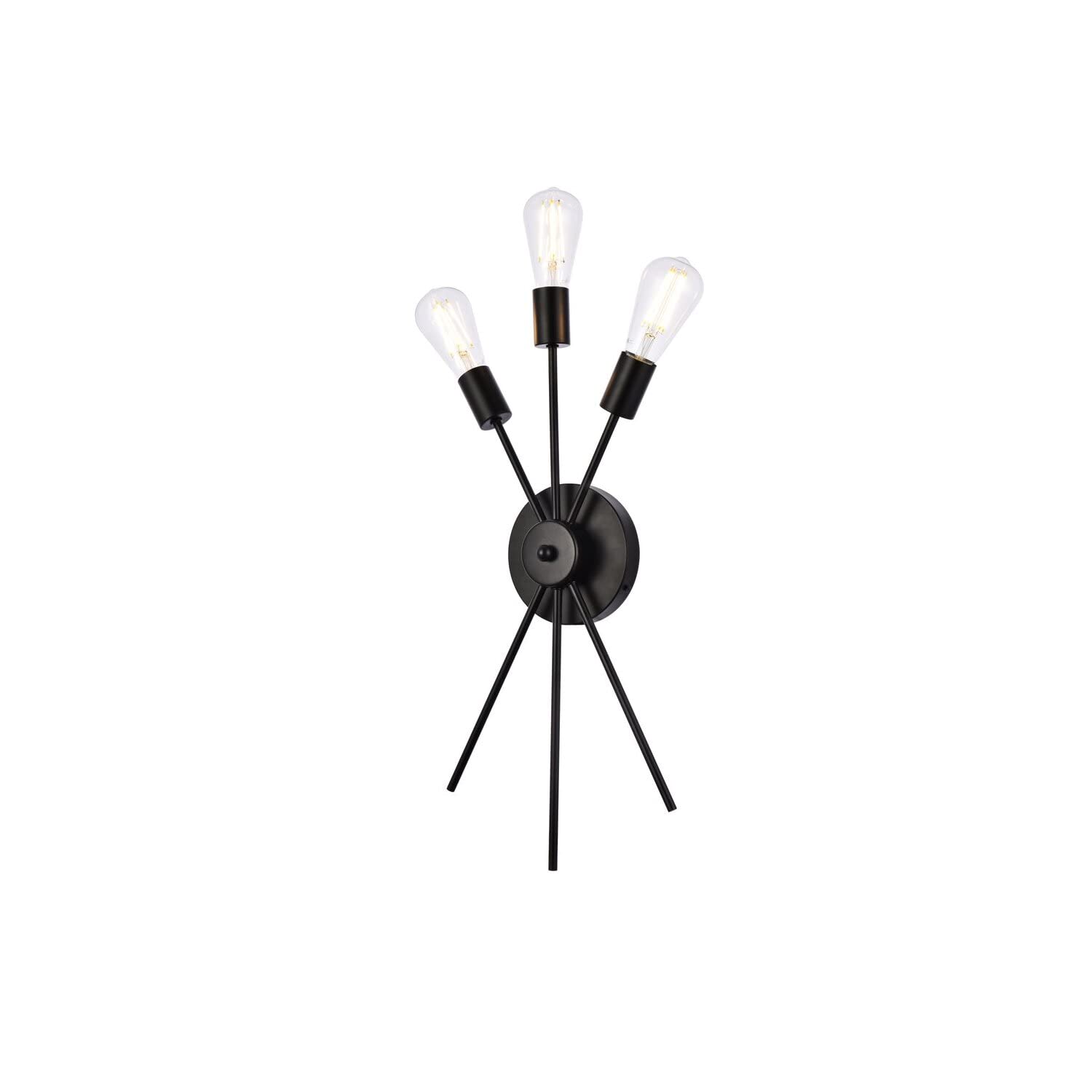 Living District Lucca 3-Light Mid-Century Metal Bath Sconce in Black