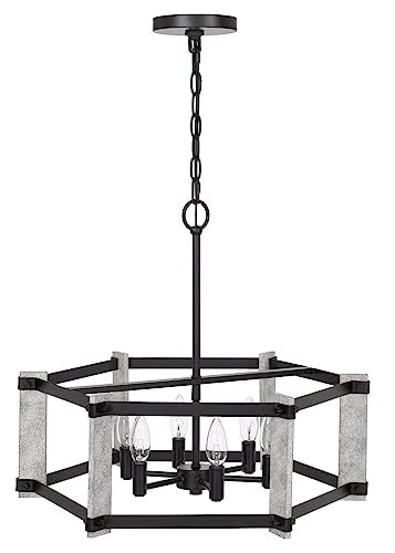 Cal Hammered Metal Chandelier, 21.88inW x 18.5inH, Black Finish, Model FX-3767-6