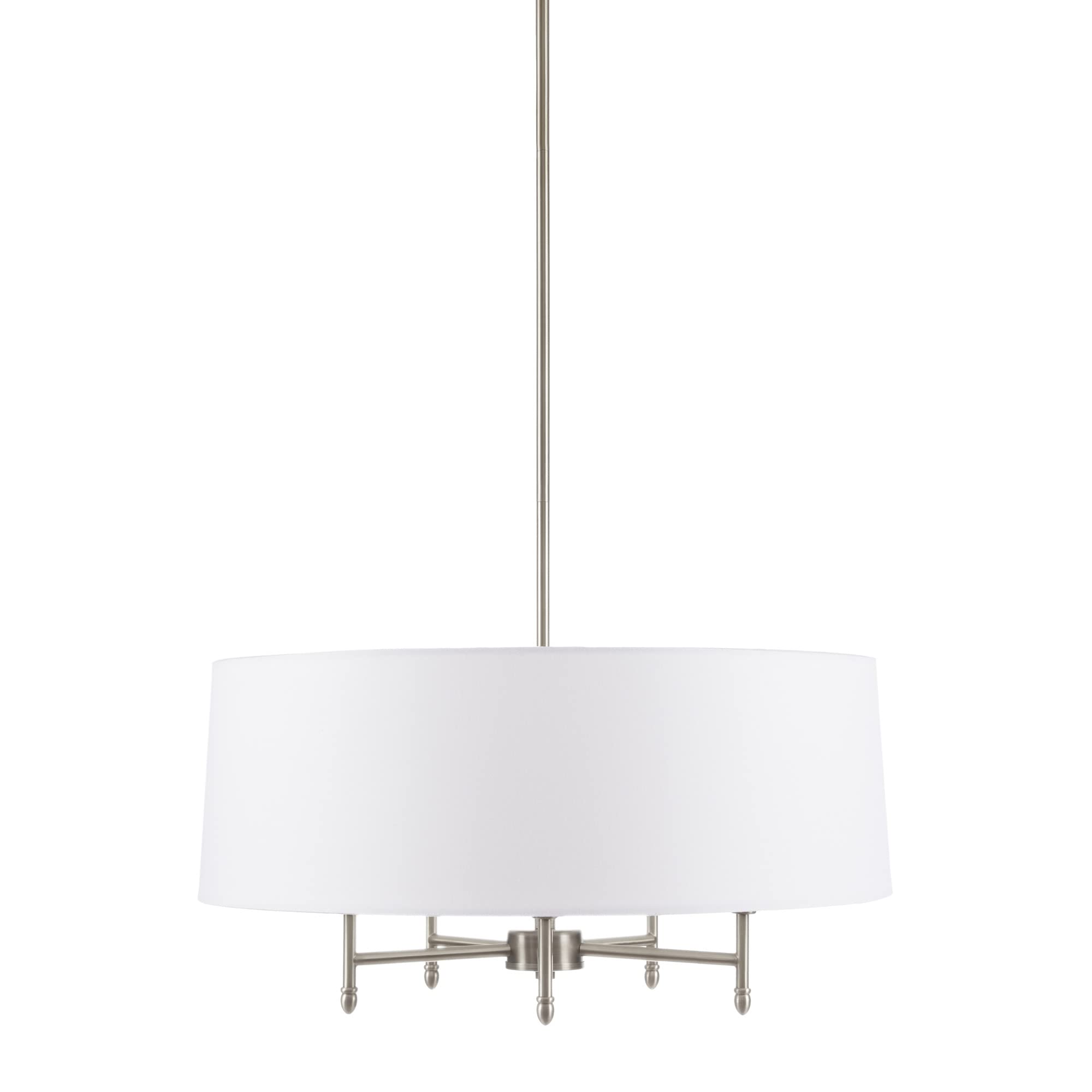 Hampton Hill 5-Light Presidio Chandelier, Modern Design For Dining Room, Adjustable Height, 24 W, Silver/White, Model Mps150-0107