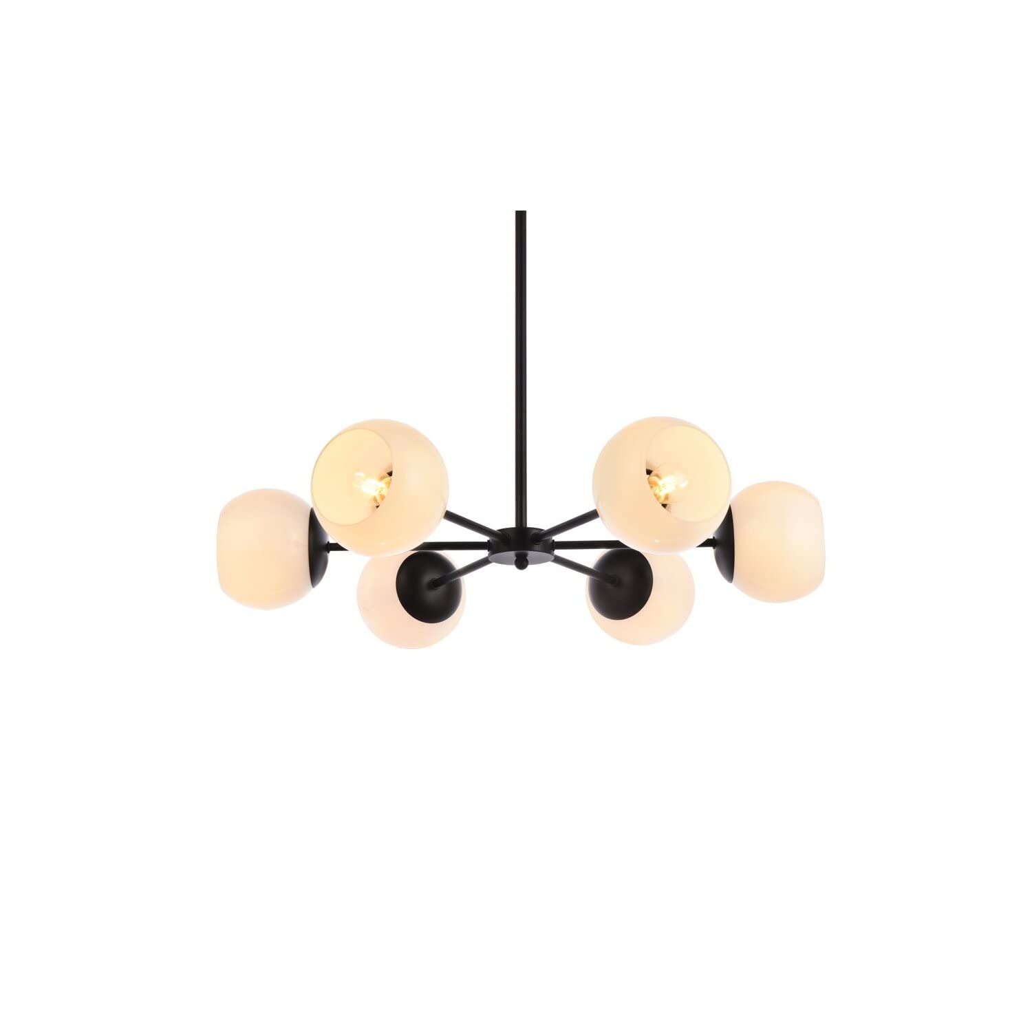 Elegant Lighting Living District Briggs 6-Light Mid-Century Metal Pendant in Black and White
