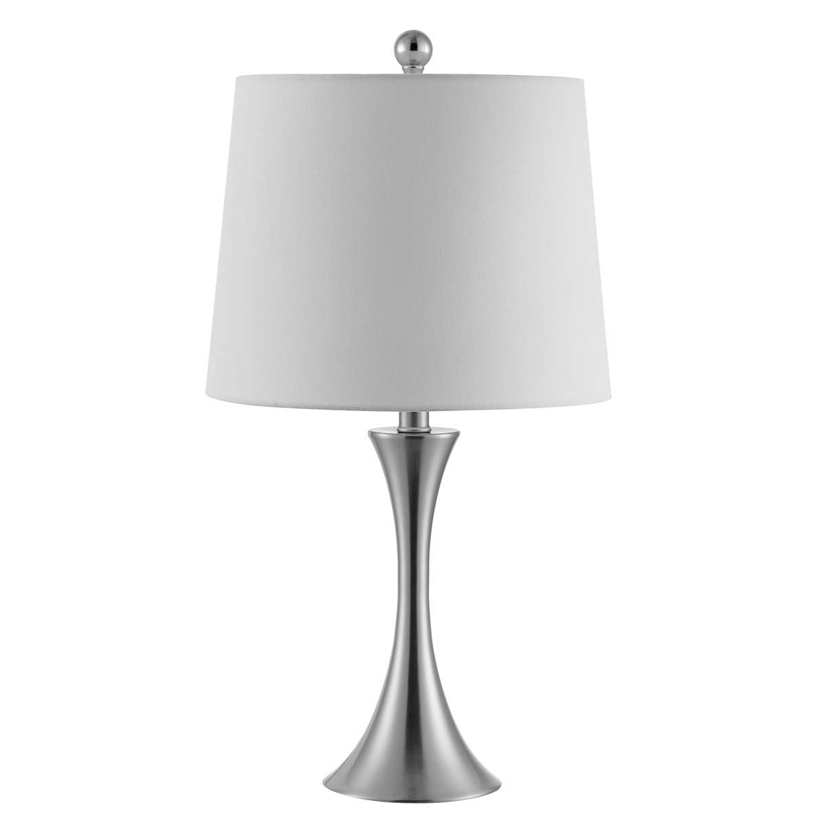SAFAVIEH Lighting Collection Benita Modern Contemporary Nickel Iron 24-inch Bedroom Living Room Home Office Desk Nightstand Table Lamp (LED Bulb Included)