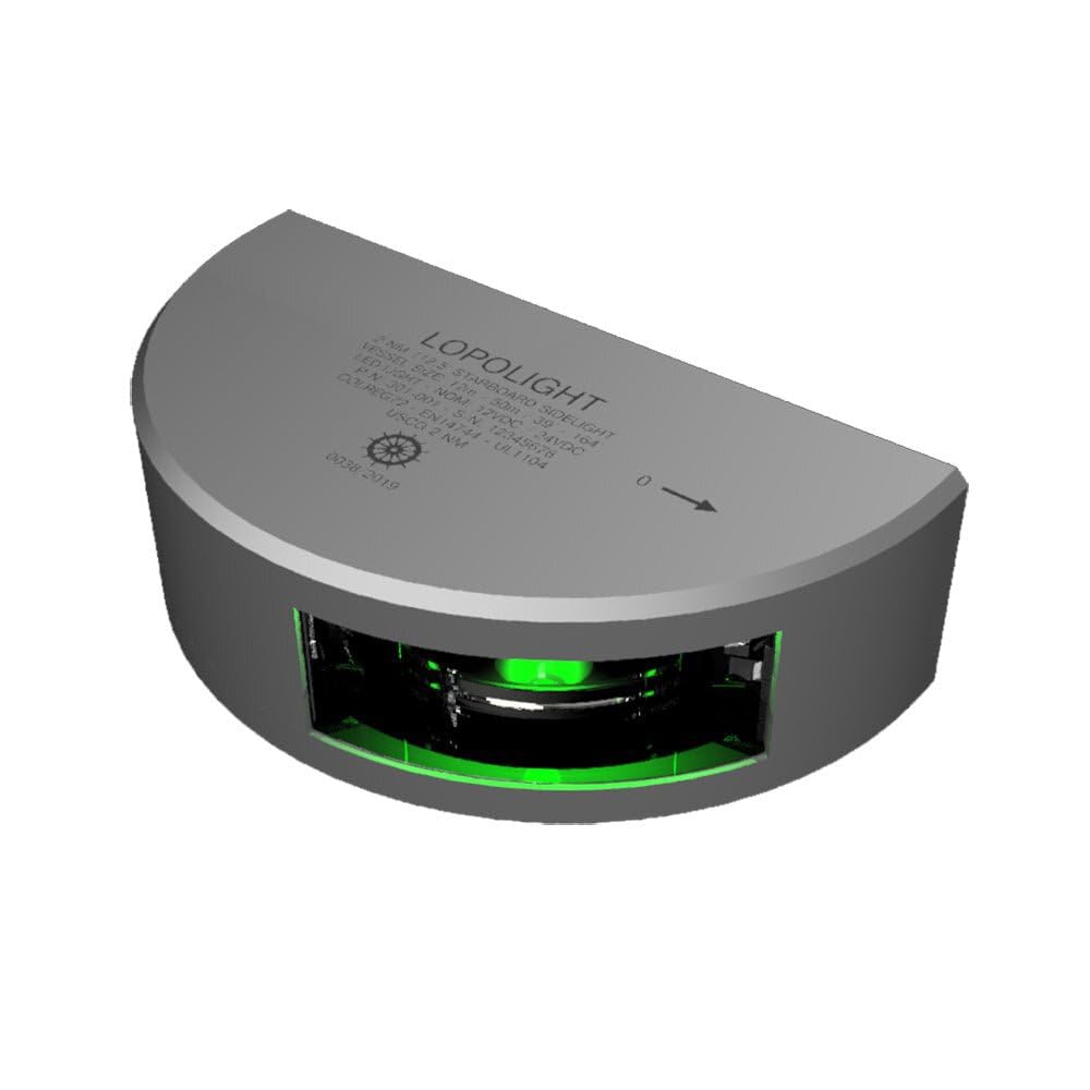 Lopolight Starboard Sidelight - 2NM - Vertical Mount - Green - Plastic - 2.5m Cable - Model 75890