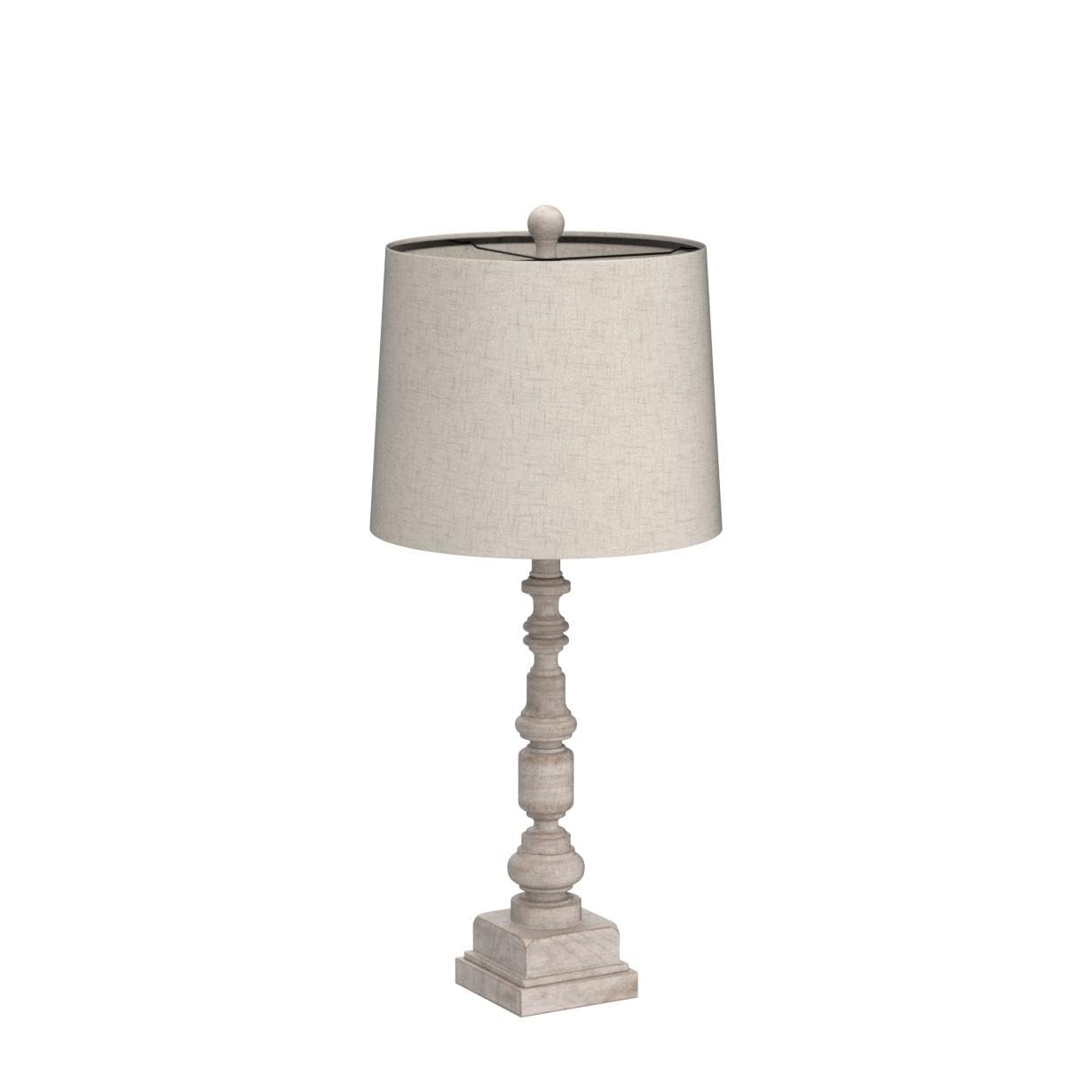 Oneach Vintage Farmhouse USB Table Lamps Set of 2, 27.75" Resin, Antique Wood Finish, Dual USB Ports, Model AMZ-T336USB-WW