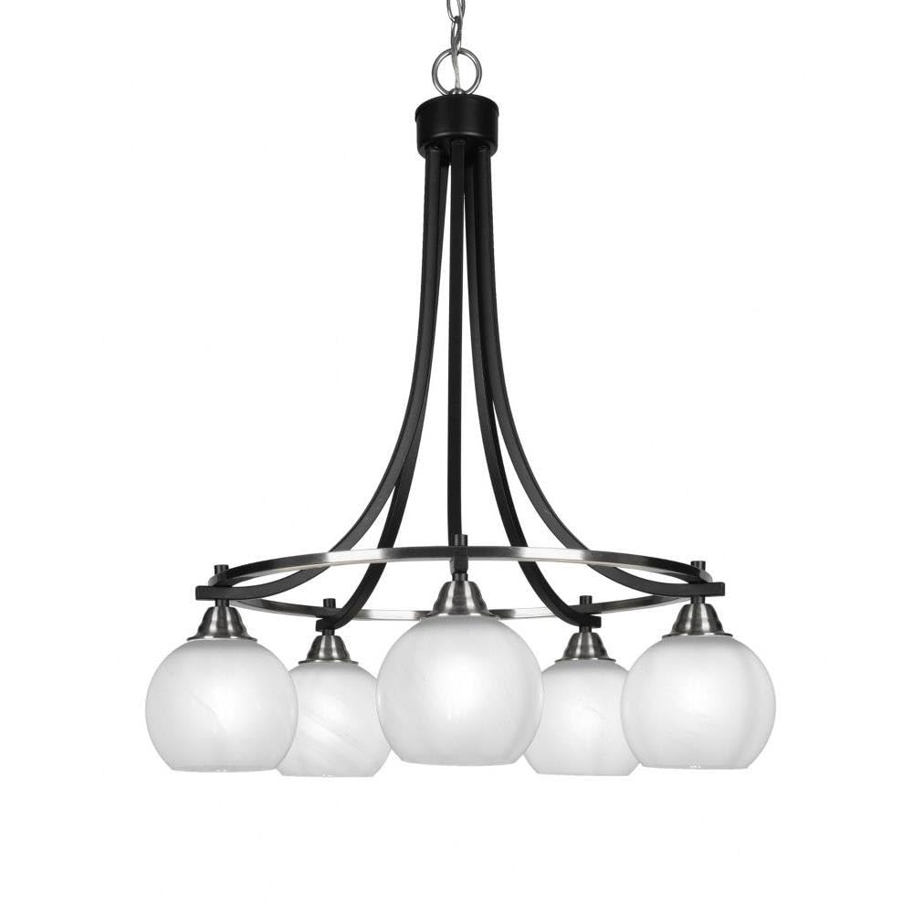 Toltec Lighting Paramount 5 Light Chandelier in Matte Black & Brushed Nickel (3415-MBBN-4101)