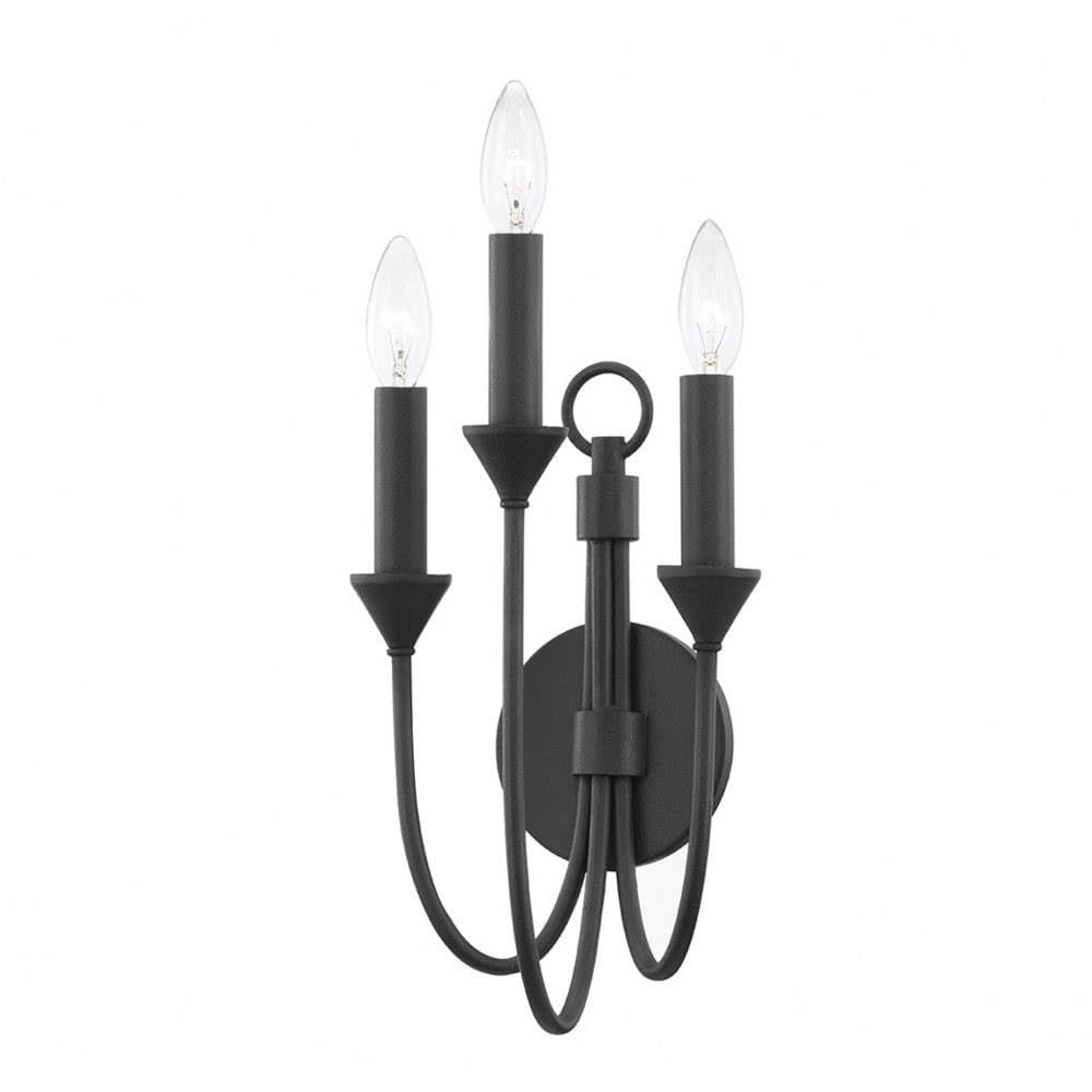 Troy Cate - 3 Light Wall Sconce - Forged Iron Frame