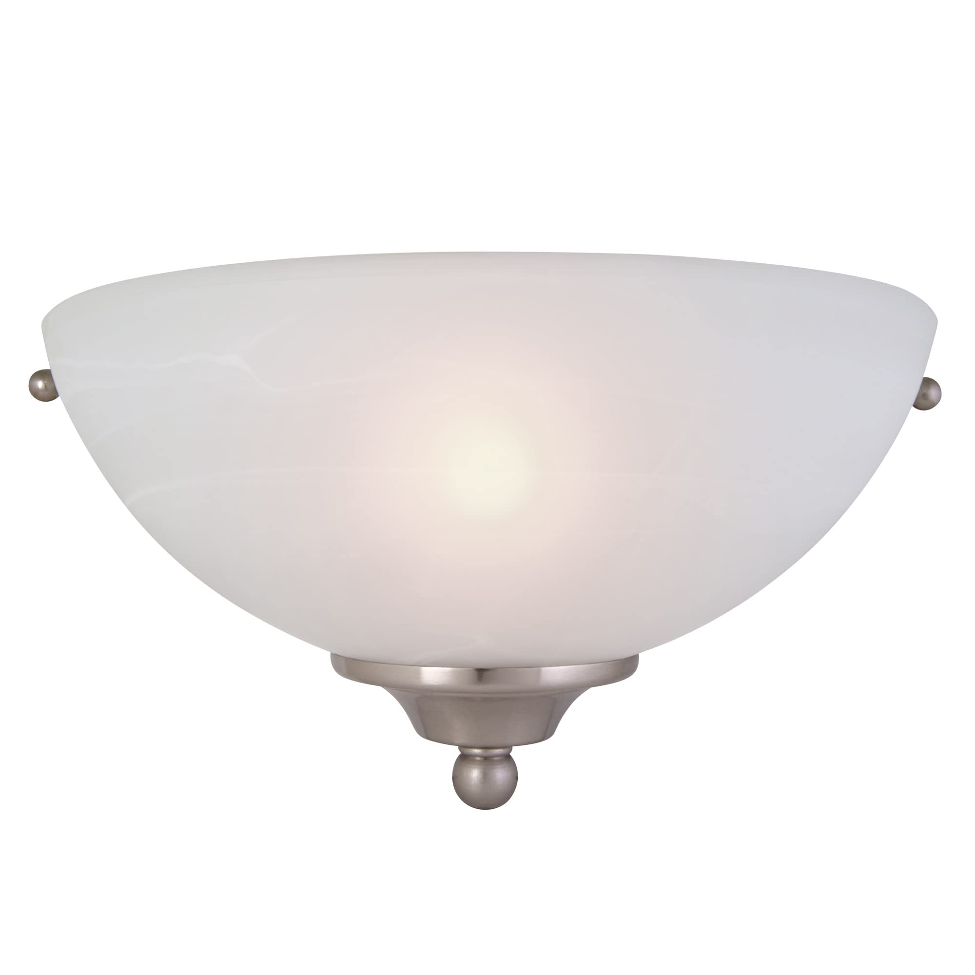 Design House 511584 Wall Sconce, 1-Light, Satin Nickel Finish, Alabaster Glass for Bathroom, Hallway, Foyer