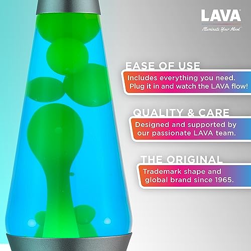 Lava® Lamp - 14.5" Original Motion Light - Yellow/Green Wax & Blue Liquid - Model 26340400US - Deep Ocean Design