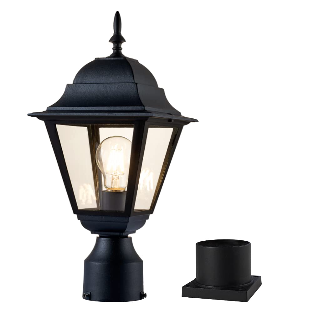 Windben Outdoor Post Light Fixture, Matte Black Aluminum Lantern, 7.4In, Model Wb8006 For Gardens, Yards, Balconies, And Entrances
