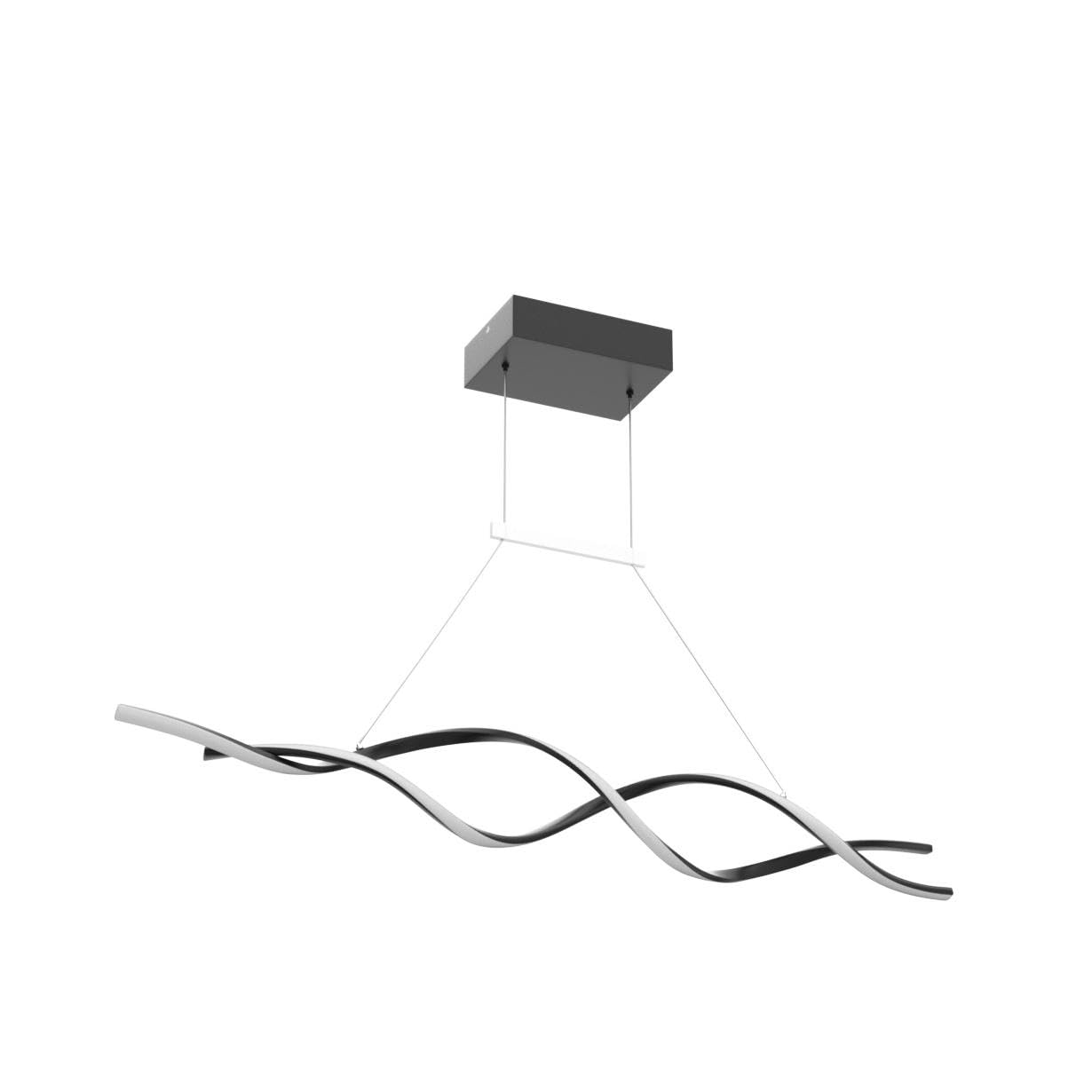 Jaycomey Dimmable Led Chandelier, Acrylic Wave Light With Remote, 28W, Black, 3000K-600