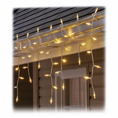 SYLVANIA Staylit Icicle 100-Light Set, Warm White LED, Model V44535-88S, 12 Count, White Wire