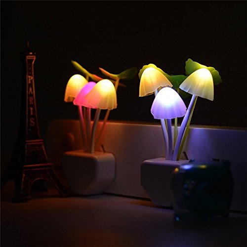 Zezhou Smart Dusk To Dawn Sensor Led Night Light, 0.6W Multi-Color Mushroom Design, Energy Efficient Bedside Lamp For Kids & mature-themeds