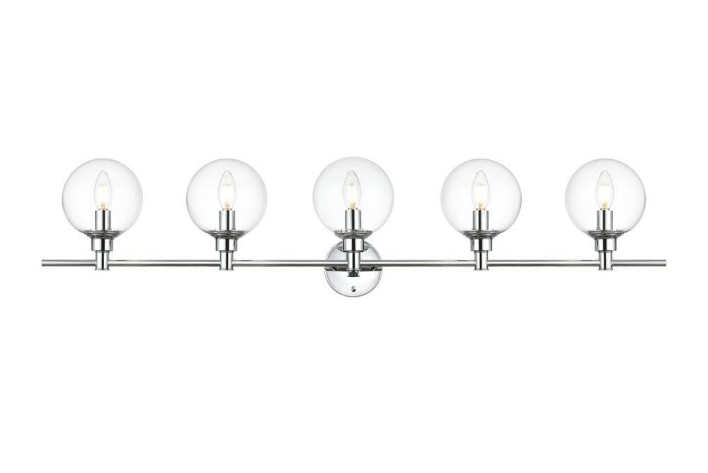Living District Jaelynn 5-Light Iron & Glass Bath Sconce in Chrome/Clear