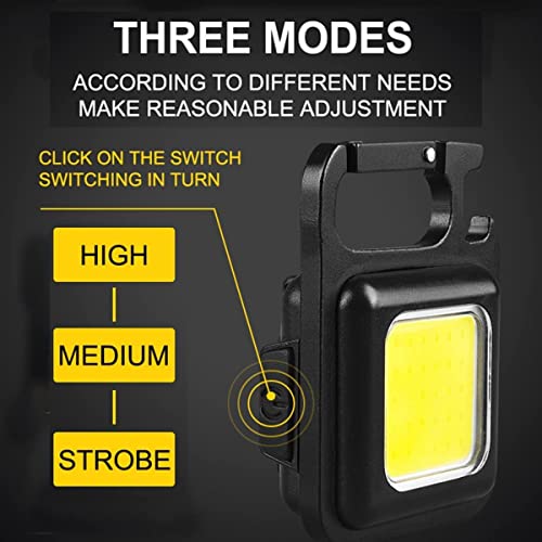 SPARKOLITE Metal Mini Flashlight 800 Lumens Cob Bright Rechargeable Keychain Flashlights 4 Light Modes Portable Pocket Light wit