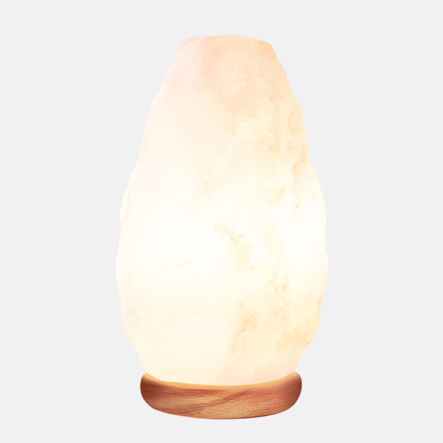 Himalayan Glow Salt Lamp - White Crystal Night Light With Neem Wooden Base, 5-7 Lbs, Etl Certified, Model 1041, Dimmer Switch
