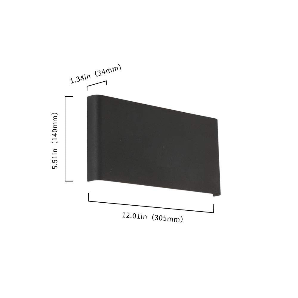 Joosenhouse Black LED Wall Lamps 10W, Modern Indoor Sconce Light Fixture, 12 Inch Metal Design for Bedroom and Stairwell