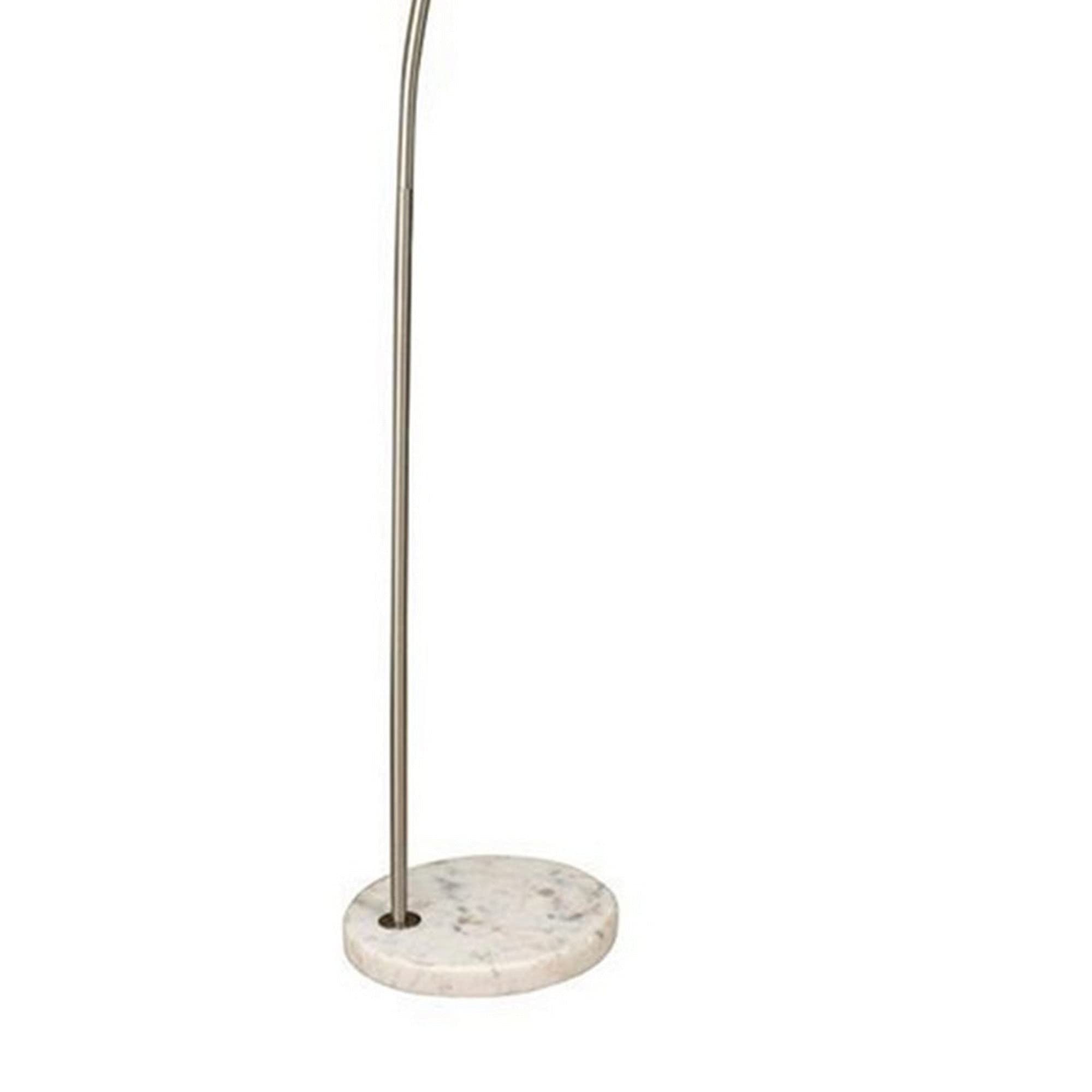 Benzara Bm241810 Floor Lamp With Arched Extendable Neck & Marble Base, Silver