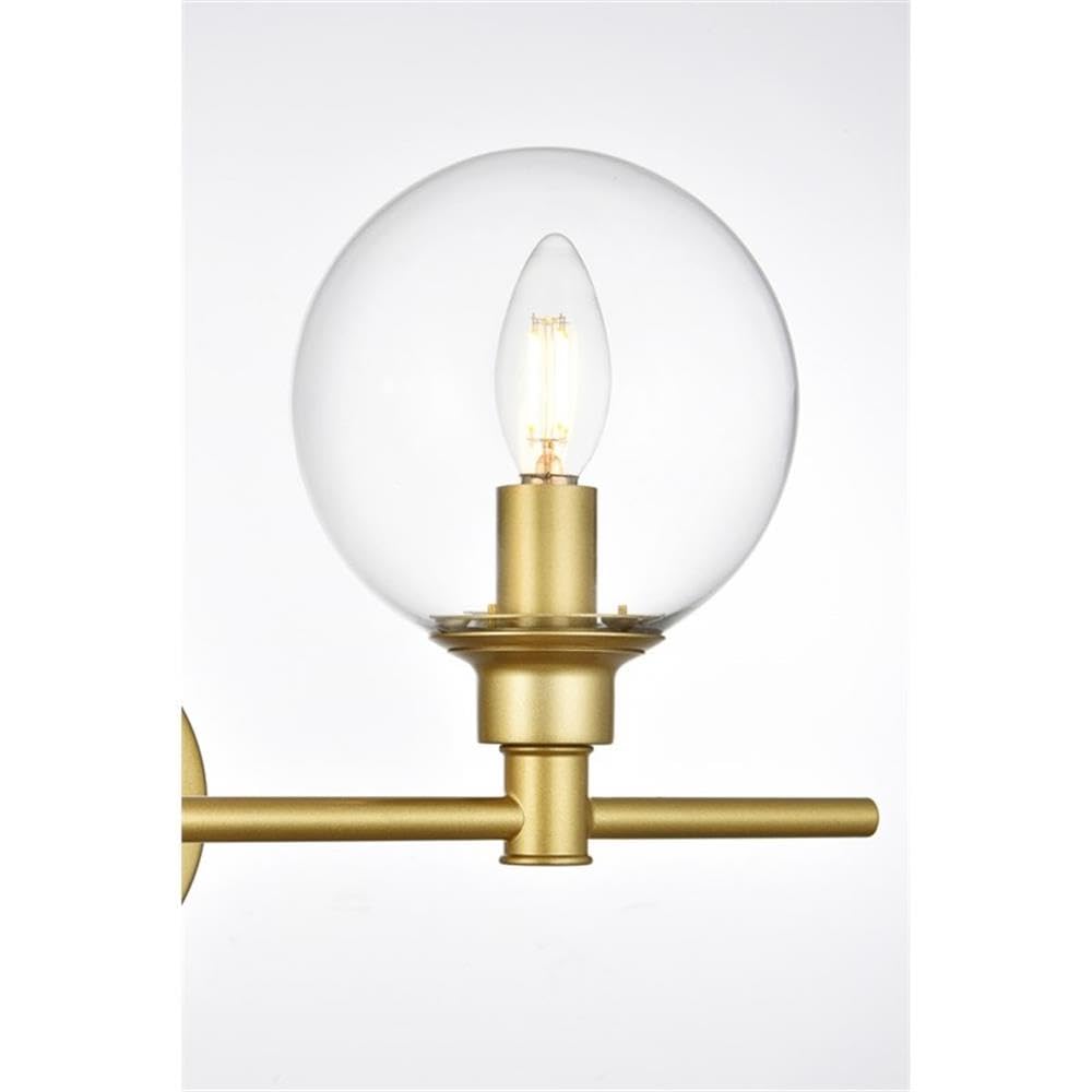 Living District Jaelynn 3-Light Iron & Glass Bath Sconce in Brass/Clear