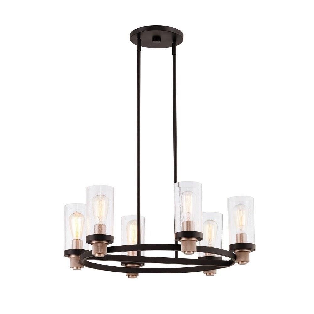 Justice Design Group Austin Matte Black Six-Light Chandelier