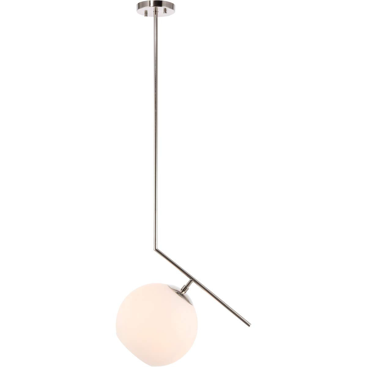 Living District Chrome Ceiling Pendant Light With Frosted White Glass Shade