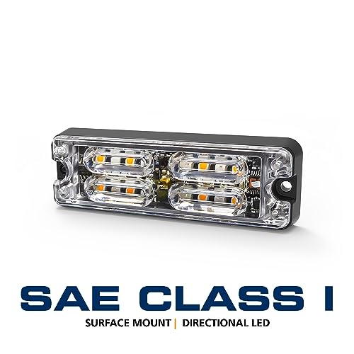 Ecco Led 12 High-Intensity Directional Leds Amber White 1.4 Amps 12V 24V Surface Mount Waterproof Warning Light Construction Caution Lights For Truck Off Road Car Commercial Vehicles, 5 Year Warranty