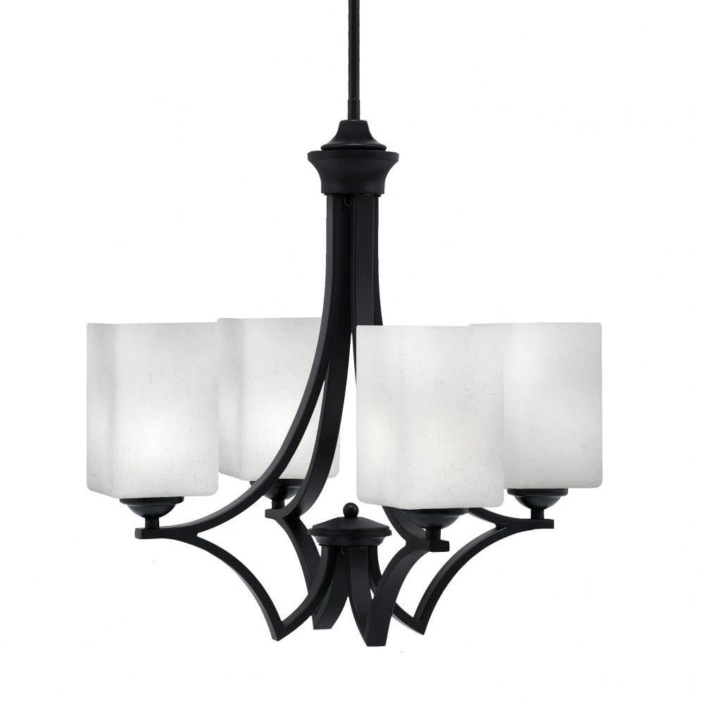 Toltec Lighting 564-MB-531 Zilo - 4 Light Uplight Chandelier-19.75 Inches Tall and 19 Inches Wide, Finish Color: Matte Black, Glass Color: White Muslin