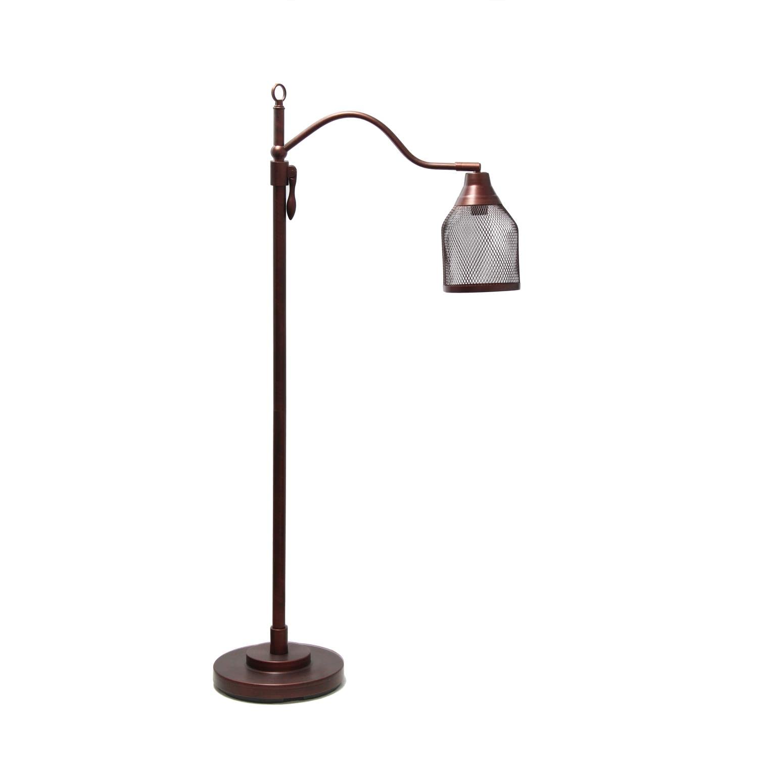 Lalia Home Decorative Vintage Arched 1 Light Floor Lamp With Iron Mesh Shade, Red Bronze