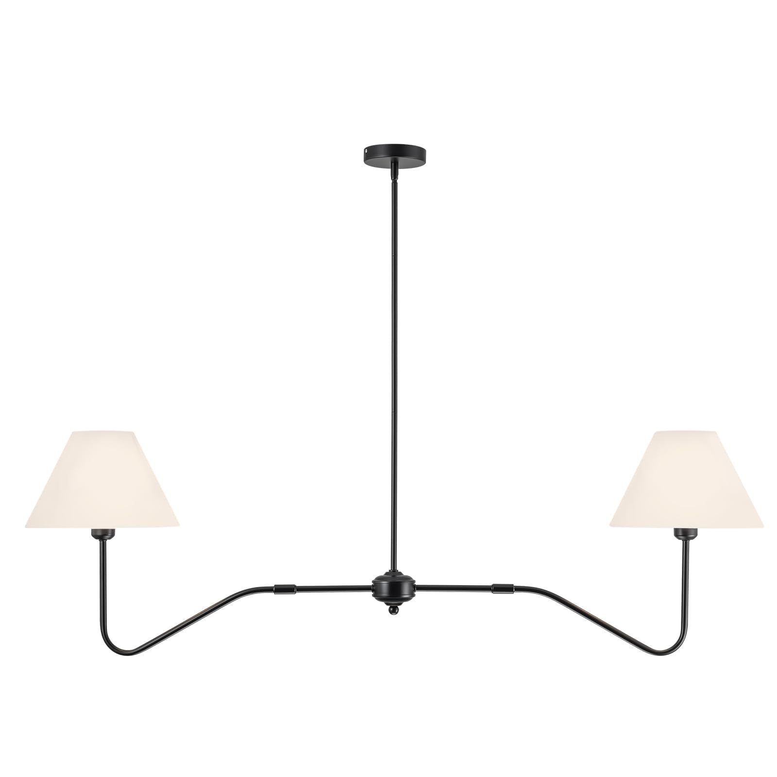 Jsdorsy 2-Light Modern Linear Chandelier For Dining Room  55 Inch Farmhouse Kitchen Island Lighting With White Fabric Shades  Hanging Lighting Fixtures For Living Room Bedroom