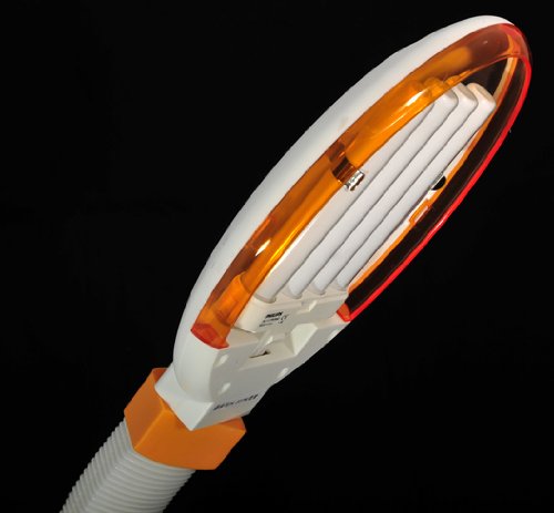 SPT Desk Lamp SL-827N, 27-Watt, 4-Tube, Plastic, White with Orange Trim
