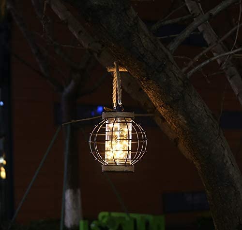 Jhy Design Metal Cage Led Lantern - 7.3&quot; Battery Powered Fairy Light For Indoor/Outdoor Events