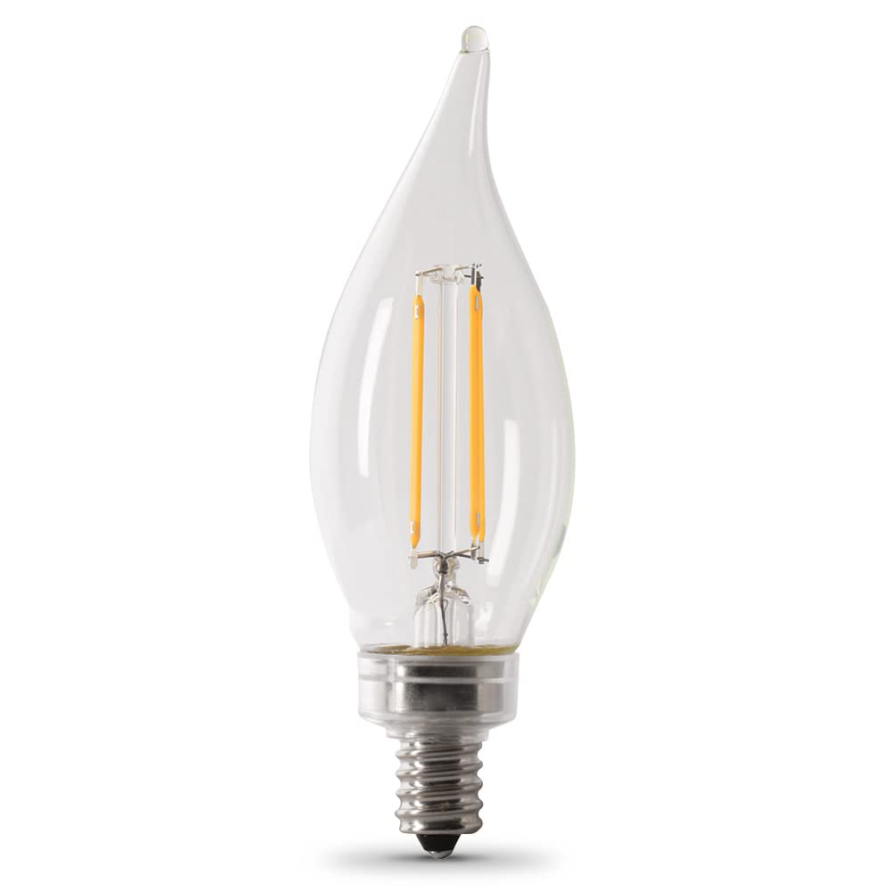 Feit Electric CA10 LED Light Bulb, Dimmable, 40W Equivalent, 300 Lumens, 2700K Soft White, Glass, 6-Pack