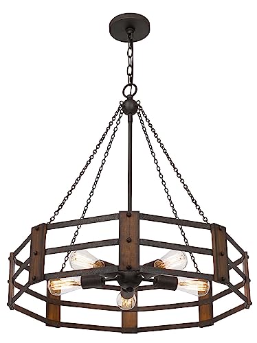 Cal Provo Metal Chandelier, 27in Height, Iron Finish, 26.5inW x 27inH, Model FX-3766-5