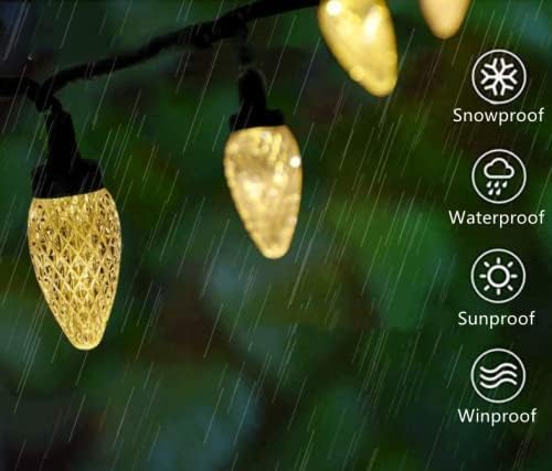 Kaq 2Pk 100Led Warm White C9 Christmas Lights Waterproof Indoor Outdoor  98Ft Extendable C9 String Lights Plug In With 13 Lighting Modes  Christmas Decorations For Party Patio  Outside Yard Decor